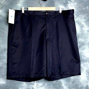 Haggar Mens Solid Navy Blue Shorts Plain Front Cool 18 Garbardine XL / Sz 42 NWT